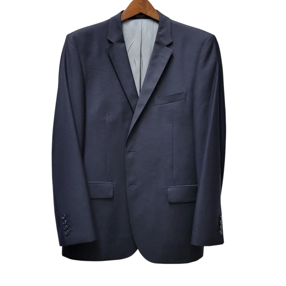 GARIANI Dallas Menswear Custom Side-Vent 2-Button Navy Blazer 44R Super 150 Wool